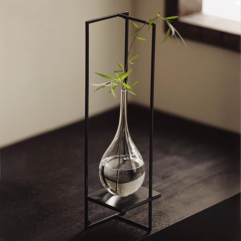 Đồ trang trí cắm hoa kính sắt rèn sáng tạo đồ trang trí cắm hoa phòng khách kiểu Trung Quốc mới