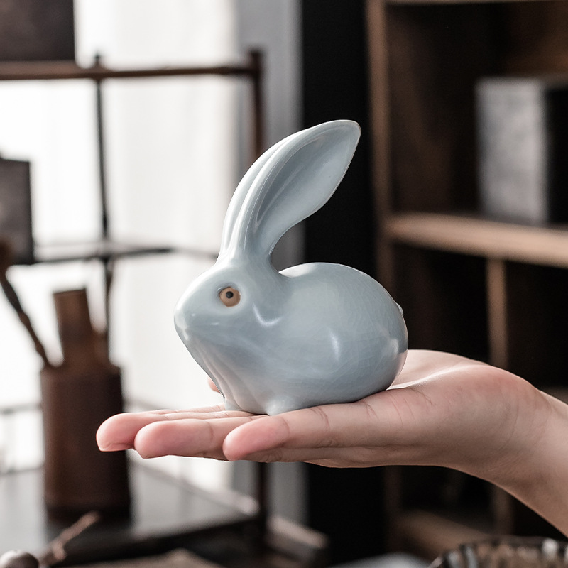 Đồ trang trí cửa hàng thỏ vật nuôi trà Ruyao có thể nâng cao cá tính sáng tạo Bộ trà Kung Fu dễ thương phụ kiện Khay trà chơi trà