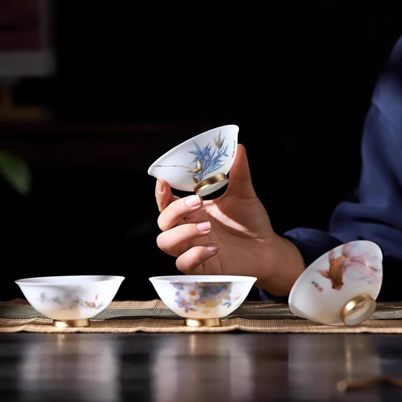 Master Huang Xudong Ice Jade Porcelain Master Cốc đơn Cốc trà sữa ngọc bích mỏng Cốc trà cá nhân cao cấp