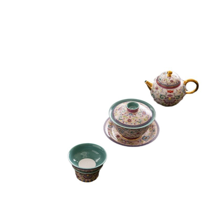 Bộ ấm trà men hoa nở thịnh vượng 2024 Quà tặng văn hóa và sáng tạo mới dành cho người lớn tuổi và nhà lãnh đạo Quà tặng sinh nhật thiết thực