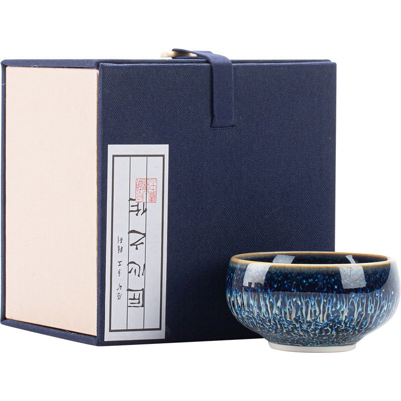 Cốc trà sứ Jingdezhen Tianmu tráng men Jianzhan cốc trà gốm sứ cốc đơn bộ trà Kung Fu cốc chủ sở hữu cánh hoa gia dụng