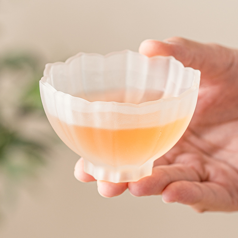 Cốc thủy tinh mờ cổ cốc hoa sen cốc trà cao cấp trà Kung Fu cốc trà đơn cốc chủ nhân cốc đơn