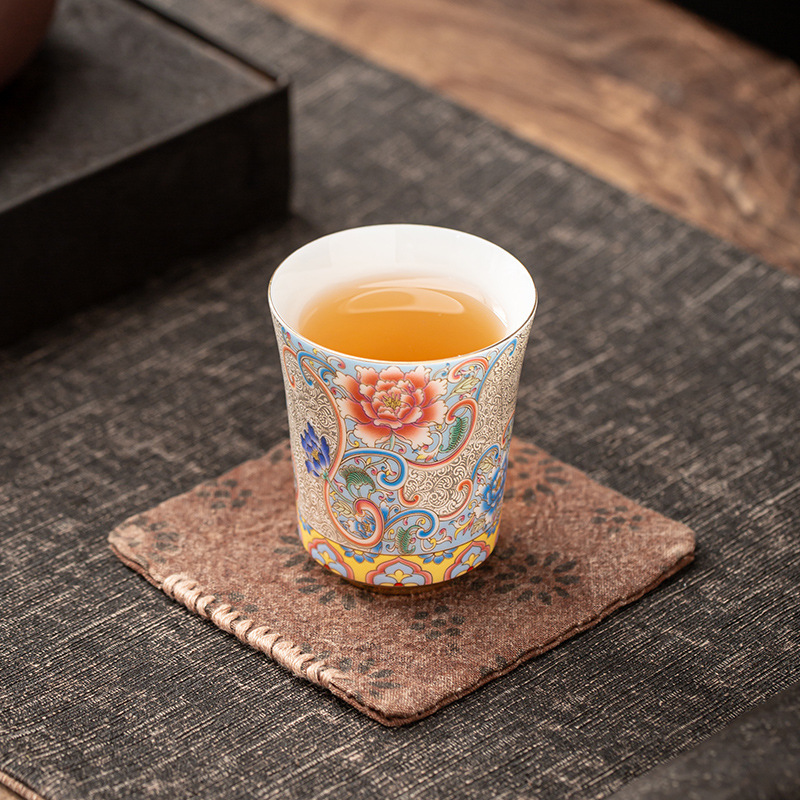 Cốc trà pha bạc pha cà phê Cung Đình cốc chủ nhân Men Màu cốc trà chuyên dụng cá nhân cốc đơn Bộ trà gốm sứ uống trà gia dụng
