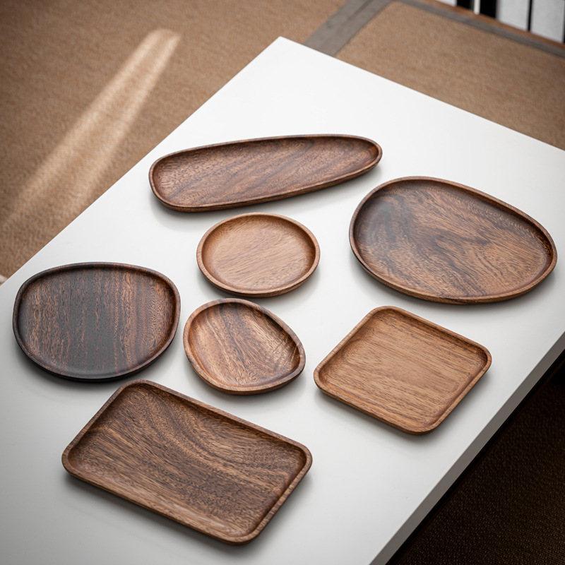 Khay trà đơn giản bằng Gỗ Óc Chó Khay trà pha khô khay ăn sáng khay ăn vặt đồ dùng khách sạn Khay Gỗ Nhà Hàng khay giải khát