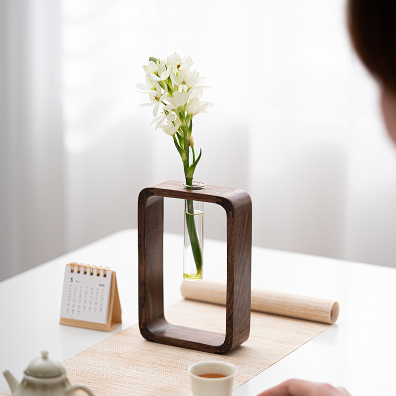 Hoa thủy canh Gỗ Óc Chó Hoa trang trí phong cách Nhật Bản Hoa treo tường Bình thủy canh để bàn cắm hoa treo tường trang trí phòng trà