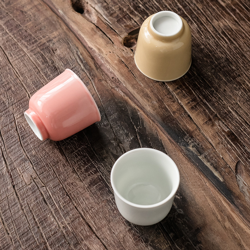 Cốc trà Kung Fu tráng men màu Cốc trà ngon cốc nữ màu hồng xanh tím cốc đơn gốm sứ gia dụng cốc nhỏ Bộ trà