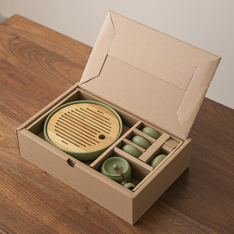 Bộ dụng cụ trà Kung Fu trọn bộ gia dụng khay trà pha khô gốm sứ đơn giản phòng khách hộp quà nhỏ hiện đại sang trọng