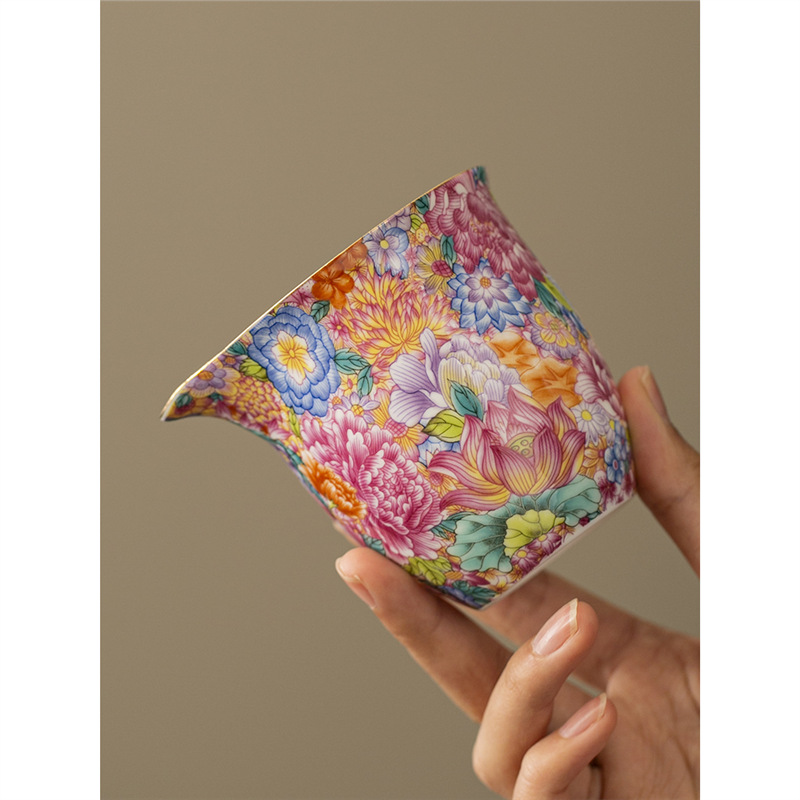 Cốc công bằng men màu Vạn Hoa Cốc công bằng gốm sứ gia dụng dụng cụ chia trà bộ trà kungfu trà phụ kiện trà đạo