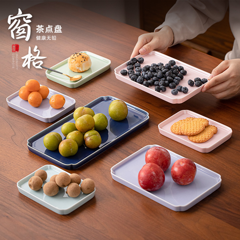 Khay giải khát ngăn cửa sổ khay trái cây sáng tạo bình gốm lớn, vừa và nhỏ khay trái cây ăn vặt kiểu Trung Quốc kinh doanh gia dụng