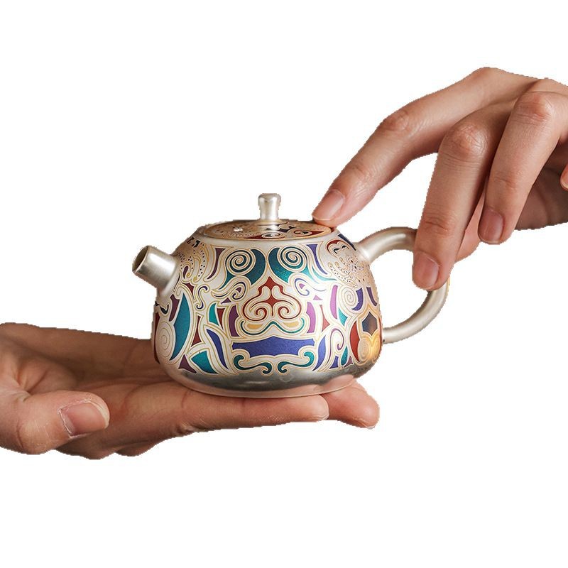 Bộ trà văn hóa và sáng tạo bằng bạc Đôn Hoàng Bộ trà Kung Fu cao cấp cổ điển văn phòng gia dụng