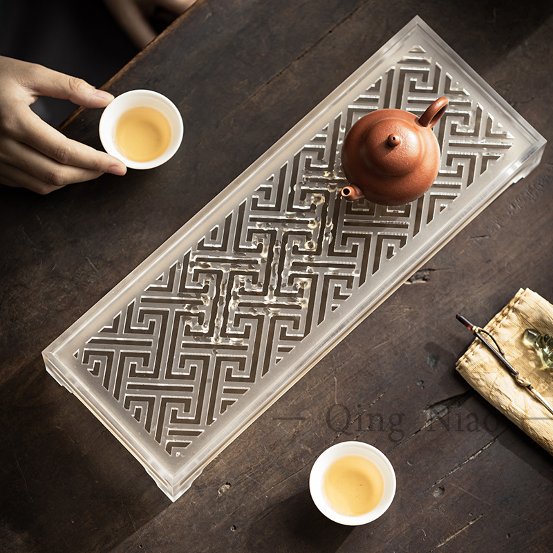 Khay trà mờ Acrylic bàn trà pha khô sang trọng ấm trà khay trà dụng cụ trà Kungfu gia dụng phụ kiện lỗ