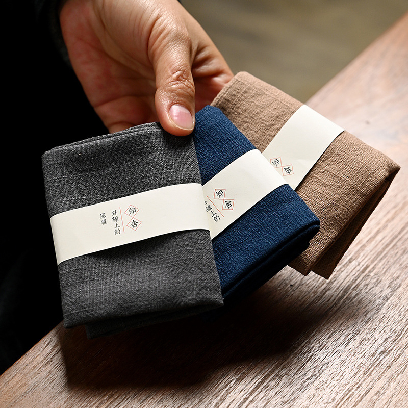 Bán buôn khăn trà thấm nước vải bông lanh thủ công khăn trà tuanhua nhỏ khăn vuông khăn pha khô khăn trà đạo bộ trà bộ bàn trà vải đệm