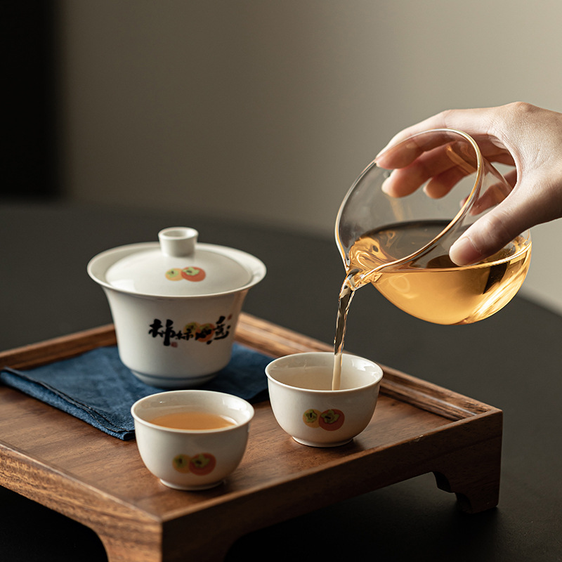 Bộ trà du lịch một bát hai chén tro cây cắm trại ngoài trời di động bộ trà kungfu đơn giản du lịch