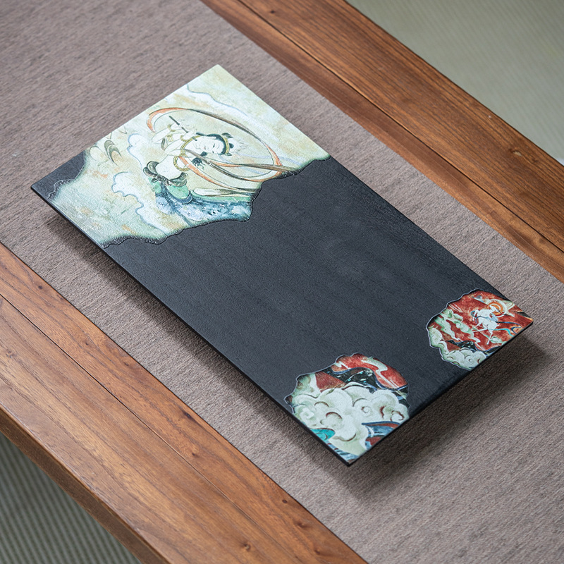 Chậu sắt nghệ thuật bằng gỗ mun bàn pha khô bàn trà kết hợp sáng tạo kiểu Nhật Khay trà nhỏ khay trà đồ trang trí Bộ trà Kung Fu