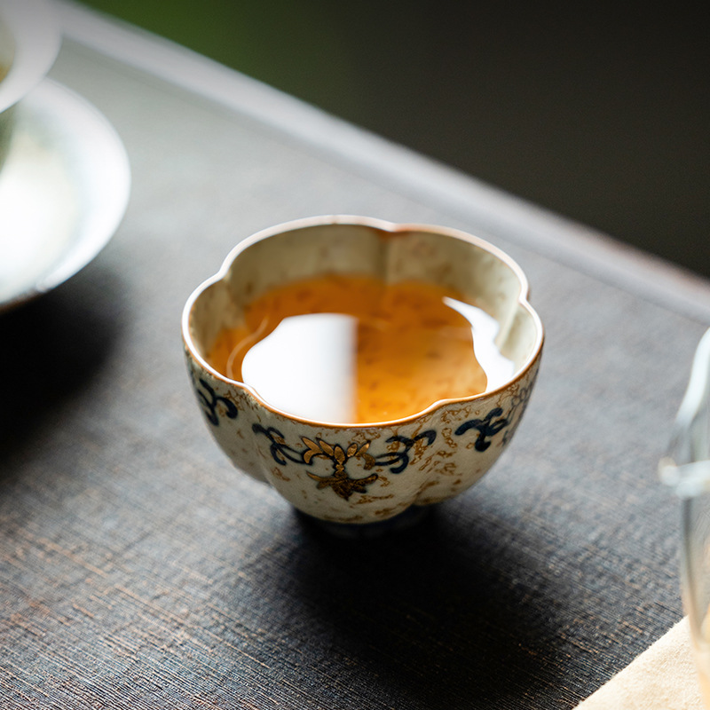 Tinh khiết vẽ tay vàng trắng xanh đá lửa đỏ chủ nhân cốc trà gốm sứ cốc đơn sản phẩm đặc biệt cá nhân cốc trà