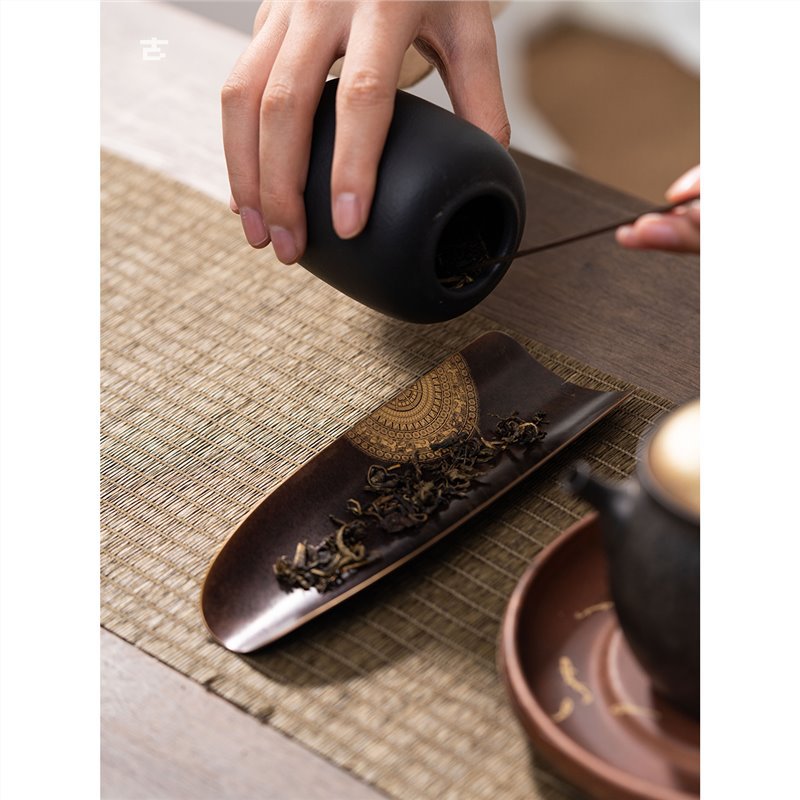 Cổ ca đồng nguyên chất thủ công hình nón Trà Kim Trà thìa Trà thìa Trà thìa Trà thìa Trà thìa đồng nghệ thuật phụ kiện trà đạo Kung Fu