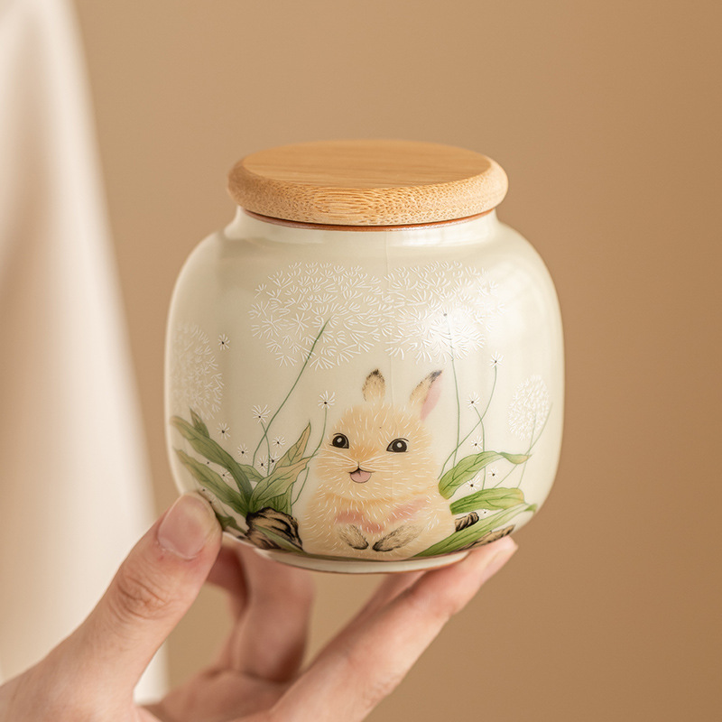 Bình trà thỏ dễ thương Ruyao, bình cầm tay, Bình đựng trà, bình đựng trà cao cấp, kín, chống ẩm