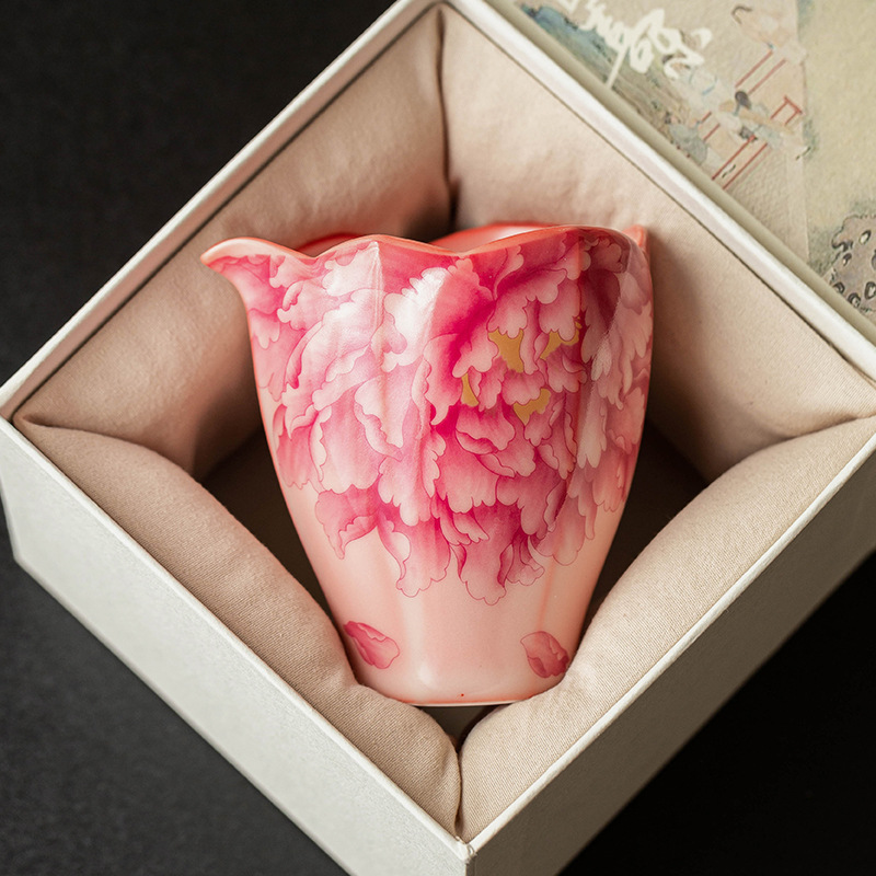 Cốc công cộng hồng Ru màu đỏ quốc sắc thiên hương hoa mẫu đơn trà đạo công cốc chia trà dụng cụ pha trà gia dụng không nóng tay bộ trà kungfu