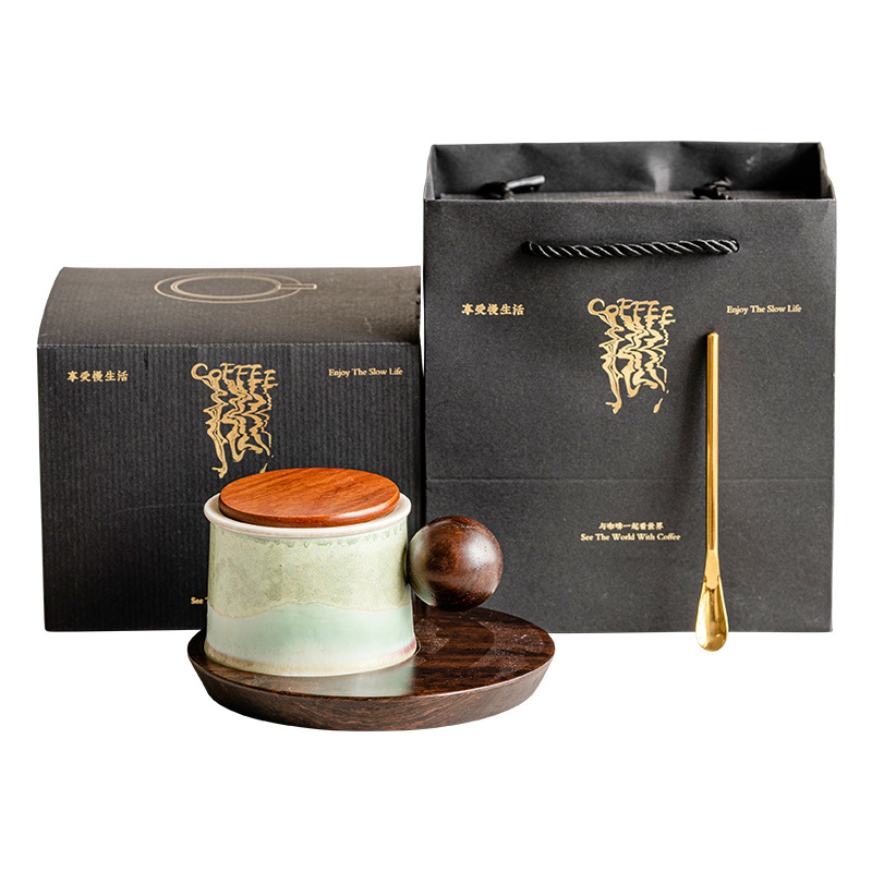 Cốc nước uống gia dụng bằng gỗ xanh ngọc bích cốc cà phê gốm sứ giá trị cao cốc tách trà