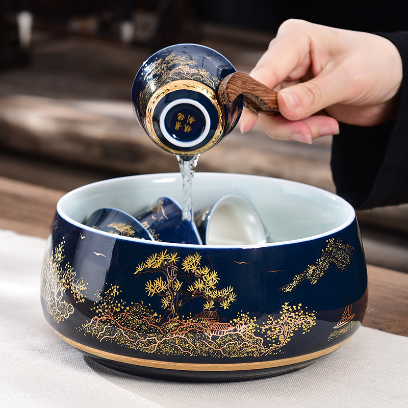Bát trà gốm sứ rửa trà cỡ lớn dụng cụ trà kungfu gia dụng cốc trà rửa bát bút rửa trà đạo thiền bán buôn phụ kiện trà đạo