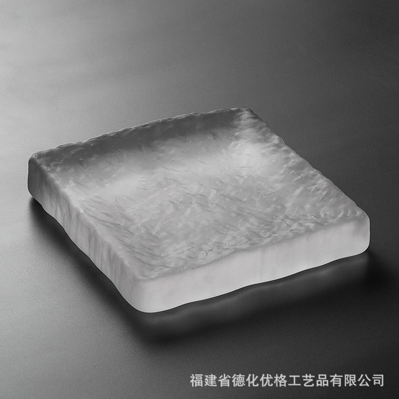 Bình thủy tinh kiểu Nhật, bàn pha khô, đệm ấm dày, phụ kiện Bộ trà thiền, khay nhỏ thủy tinh mờ cổ điển