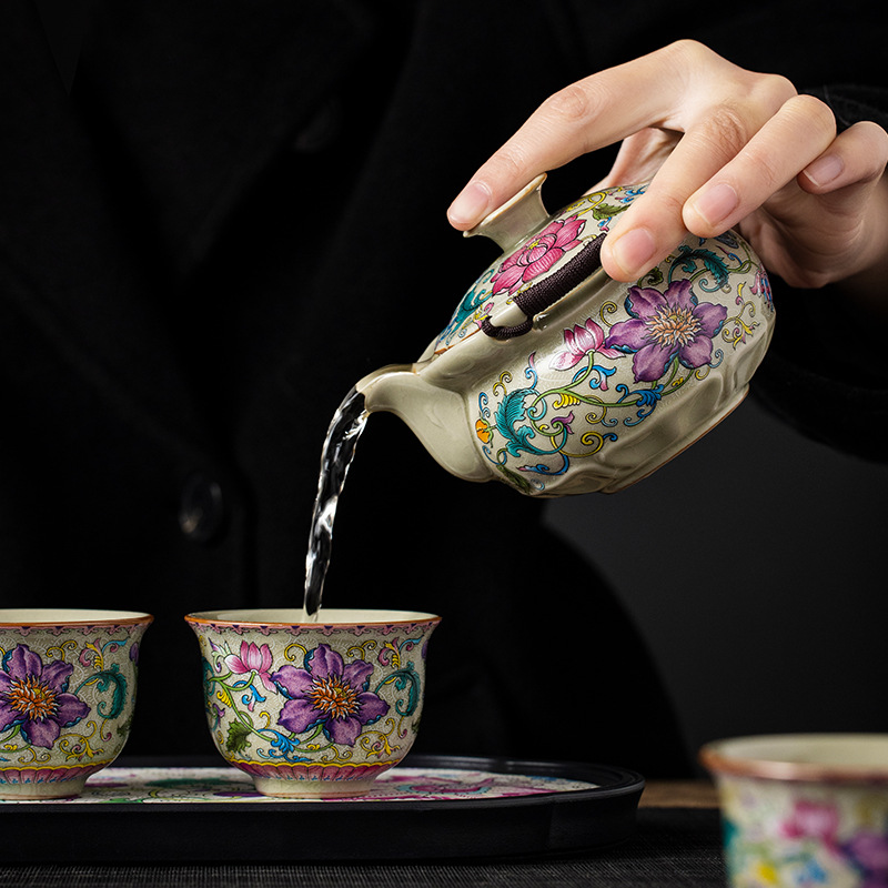 Bộ ấm trà Kung Fu bằng đất sét cũ, bộ nhỏ, bát pha trà đơn dùng trong khách sạn dùng trong gia đình, bàn pha khô