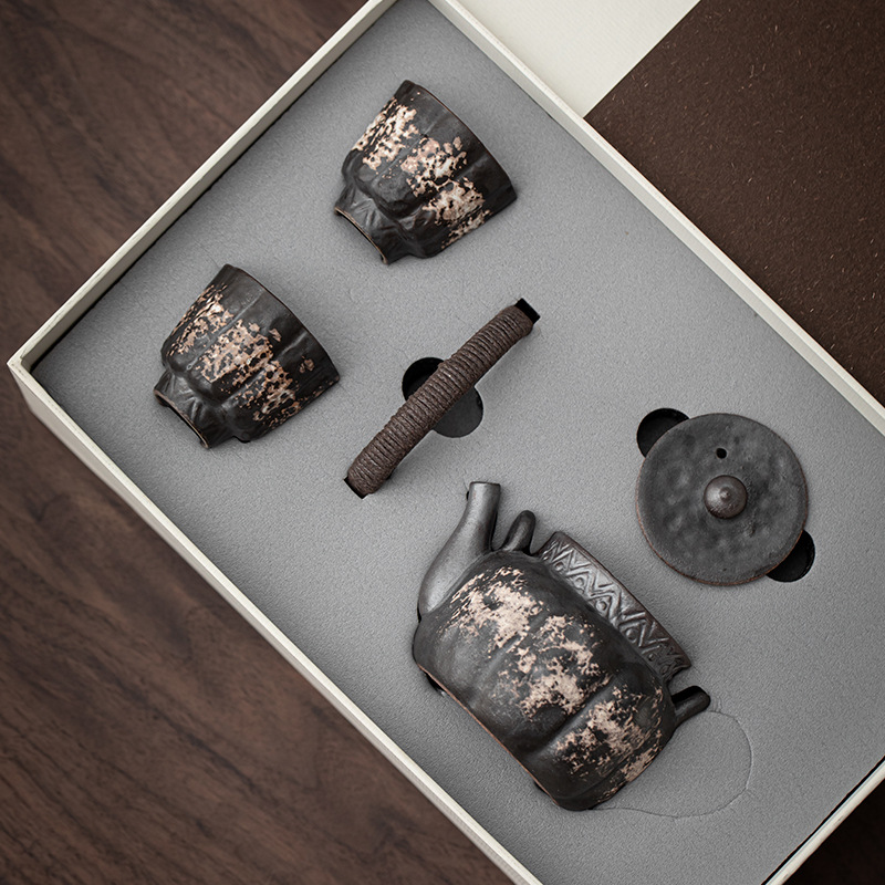 Bộ ấm trà Wabi-Im lặng Fanfu Bộ ấm trà Kung Fu Trung Quốc Bộ ấm trà quà tặng văn phòng gia dụng Bộ hộp quà