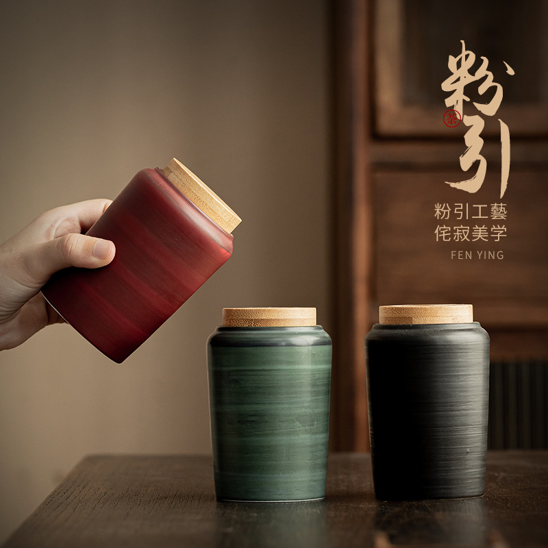 Bình đựng trà gốm sứ thủ công bột cổ điển kiểu Trung Quốc, bình đựng trà kín, phụ kiện bộ trà, bình đựng trà, bình đựng đồ