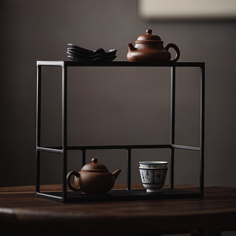 Giá để bàn trà sắt rèn Da'antang Giá để tách trà Giá để đồ Bogu Bộ trà Kung Fu lưu trữ Giá trưng bày để bàn nhiều tầng