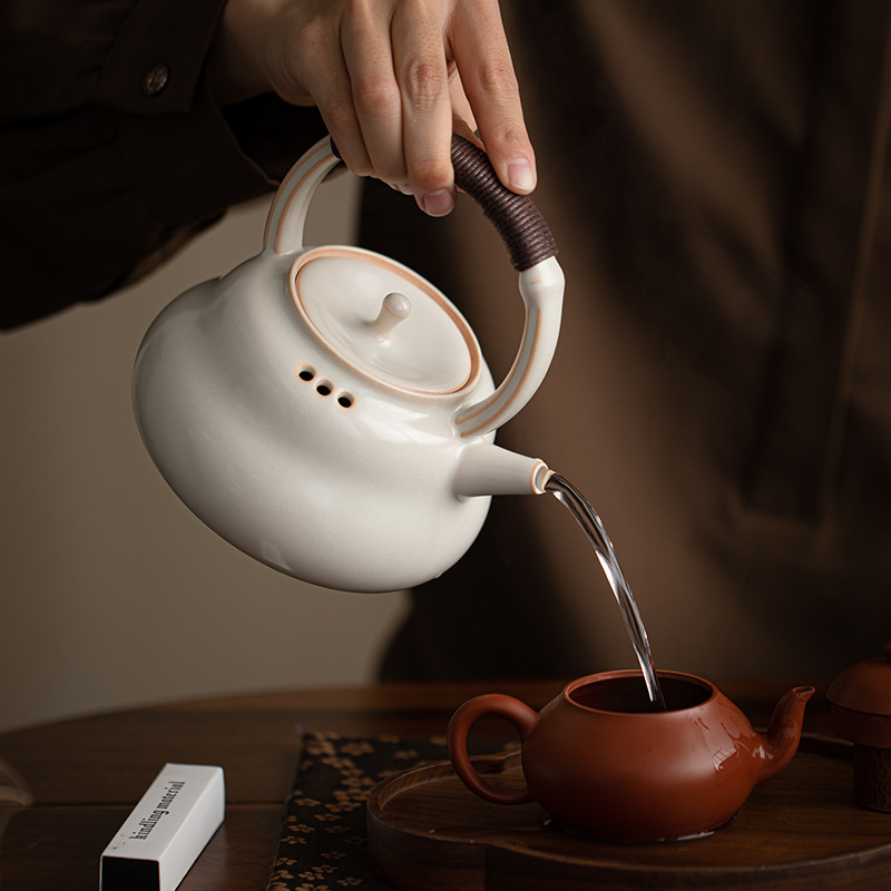 Ấm trà tráng men soda, thìa trà, bộ trà, bếp nấu trà, bếp than, bộ ấm đun nước, bình gốm sứ gia dụng