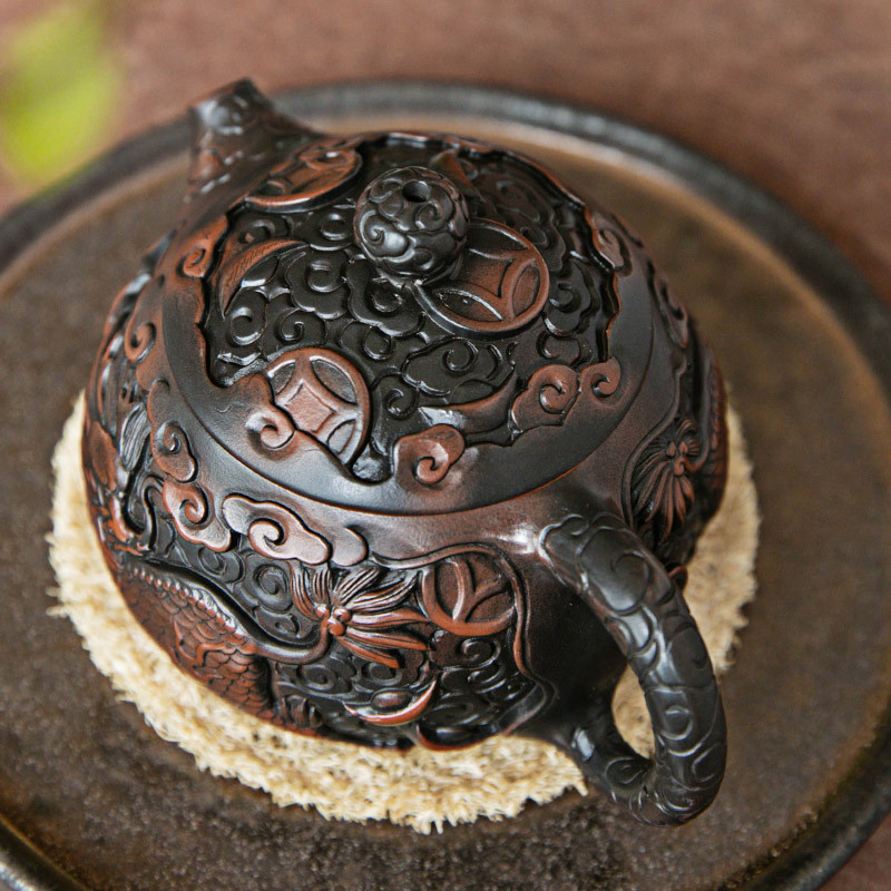 Bình sành tím Vân Nam Kirin Xi Shi chạm khắc thủ công bình pha trà Jianshui hoàn toàn bằng tay dụng cụ pha trà Kung Fu gia dụng