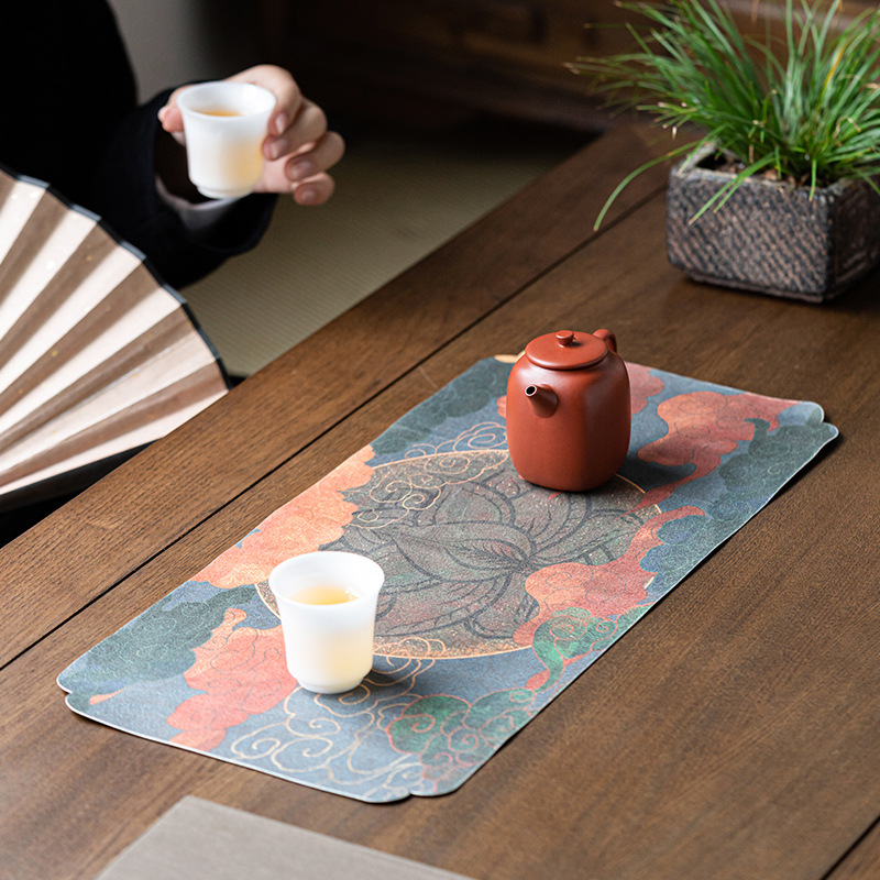 Thảm trải xốp khô kiểu Trung Quốc mới vải, khăn trà hai mặt, đệm bàn trà gia dụng, phụ kiện trà đạo đa năng một ghế
