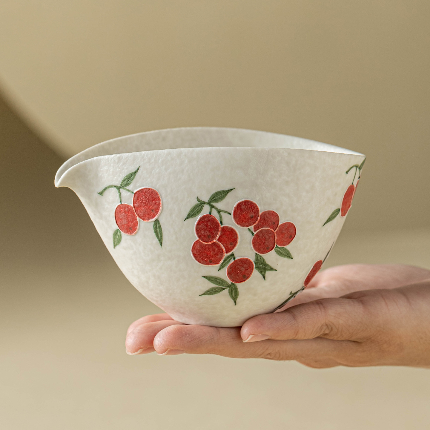 Nhà máy đá mỏ cốc trắng cốc gốm sứ cốc đồng phục trà Haifen đồ trà vẽ tay đống anh đào khắc cốc công cộng phụ tùng trà đạo