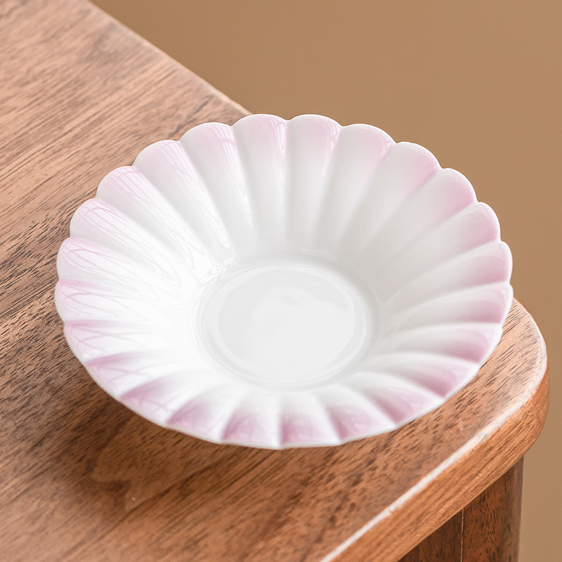 Giá đỡ cốc trà màu tím gradient, đế lót ly bằng gốm khóa giấc mơ, phụ kiện trà đạo tinh tế, đĩa kiểu Trung Quốc, khay đựng đồ ăn nhẹ nhỏ, một mảnh.