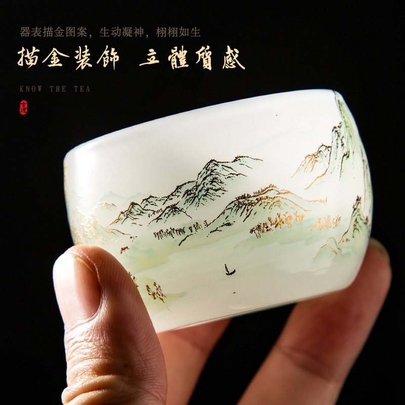 Cốc trà thủy tinh cốc chủ nhân chuyên dụng cá nhân cốc trà gia dụng sang trọng nhẹ kiểu Trung Quốc cao cấp cốc trà cốc trà hộp quà