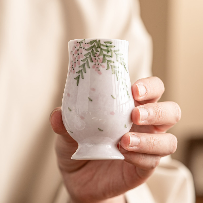 Tách trà chiết eo hoa tử đằng vẽ tay tách trà cốc chủ nhân giá trị cao cốc uống trà gốm sứ Trung Quốc