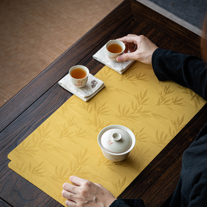 Thảm trà cao cấp mới phong cách Trung Quốc Phong Cách Thiền hương mây sợi không thấm nước Thảm trà vải bàn trà đệm cách nhiệt Khăn trà pha khô lá cờ bàn