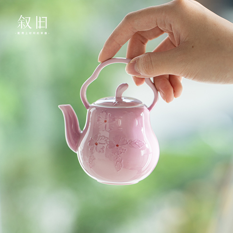 Arita-yaki vẽ tay hoa ấm trà Kung Fu Trung Quốc bộ trà gốm sứ bộ trà đặc biệt của phụ nữ nhỏ đơn nồi