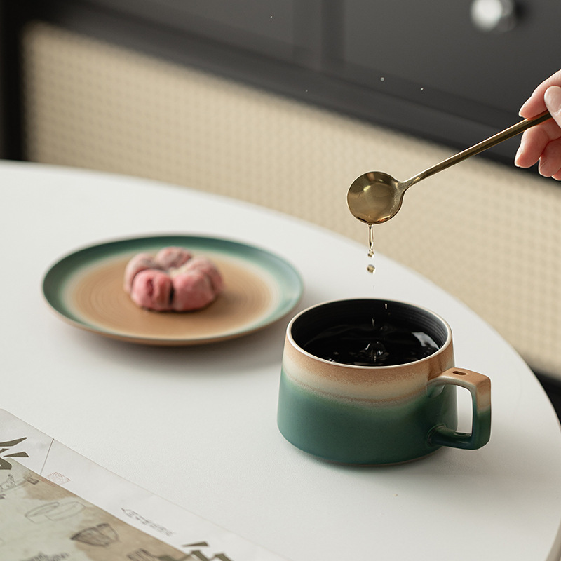 Bộ cốc và đĩa cà phê gốm sứ cốc mug giá trị cao gia dụng cốc nước chuyên dụng cá nhân cốc uống trà chiều văn phòng