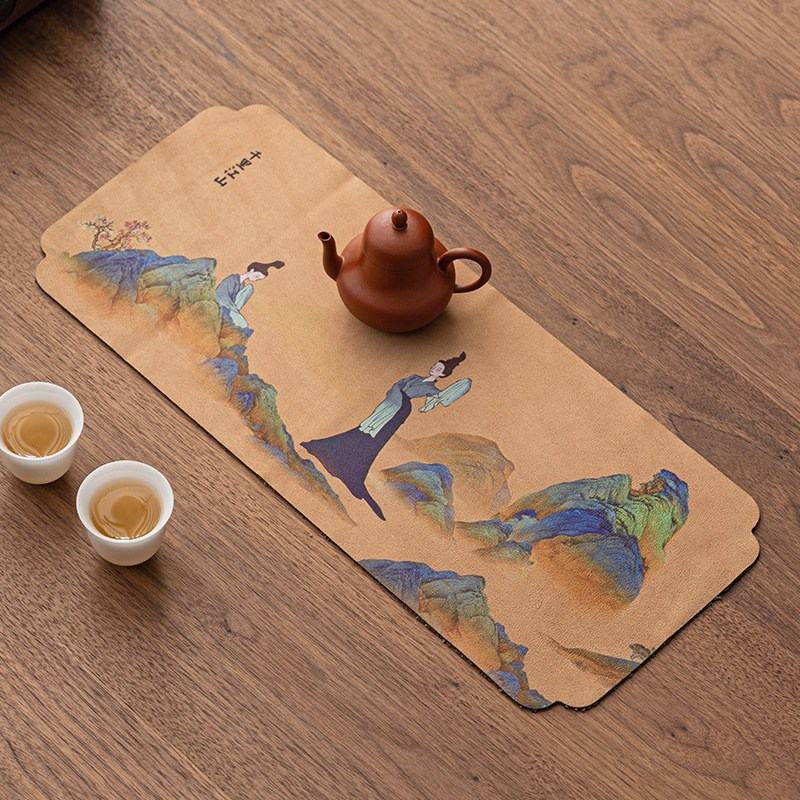 Bàn trà kiểu Trung Quốc mới phong cách thiền bàn trà bàn cờ trà bộ trà kungfu phong cách mực Trung Quốc phụ kiện trà đạo khăn trà đệm vải