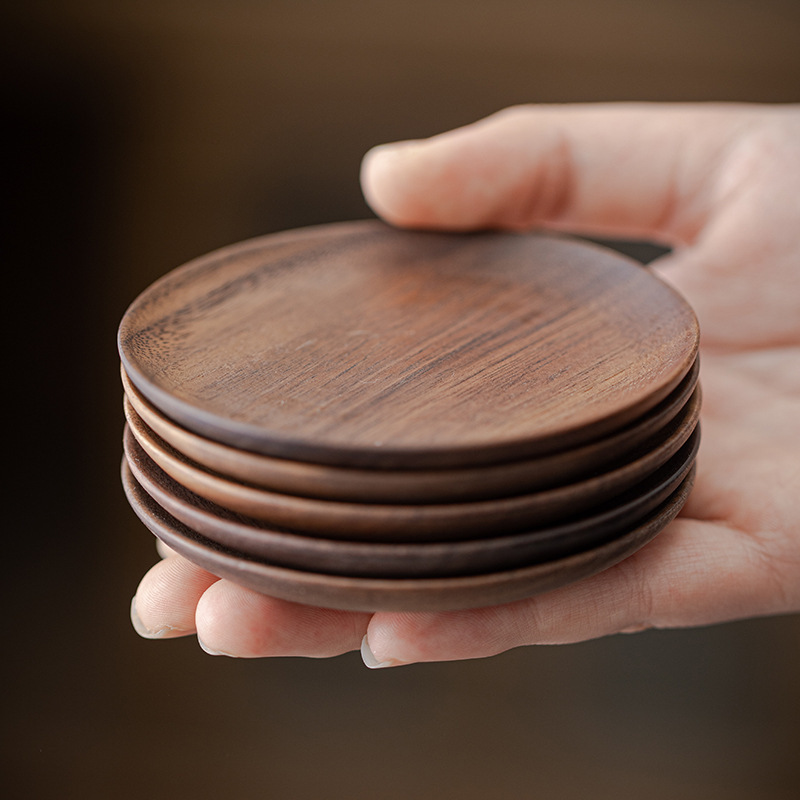 Tấm lót ly gỗ óc chó đen, tấm lót ly gỗ nguyên khối, bàn trà bướm cao cấp, tấm cách nhiệt, nhà sản xuất phụ kiện trà đạo bán buôn