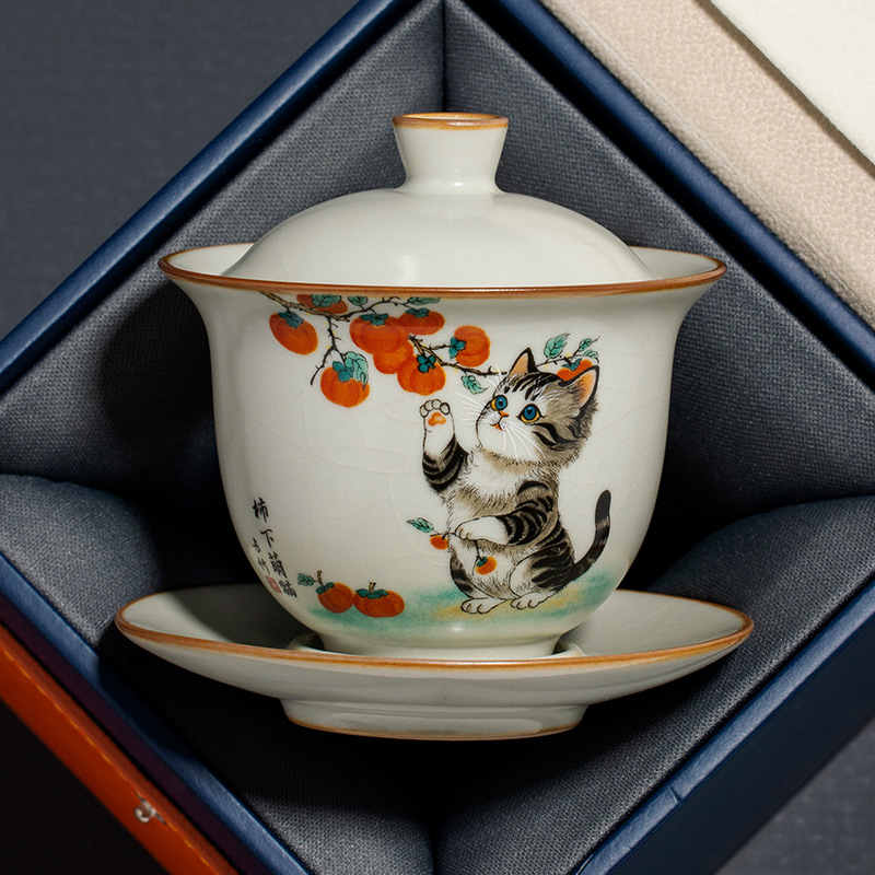 Cốc pha trà chống bỏng đơn cao cấp có nắp đậy cốc trà Kung Fu kiểu Trung Quốc