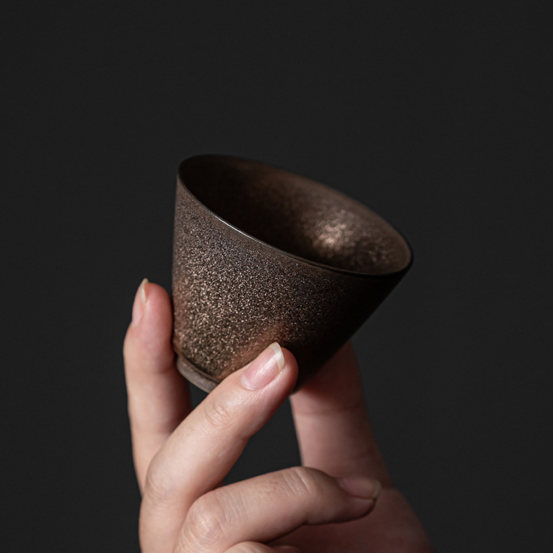 Cốc trà tráng men sắt mạ vàng kiểu Nhật, Bộ trà gốm sứ Kung Fu, cốc Chủ Nhỏ, cốc đơn, Cốc thơm