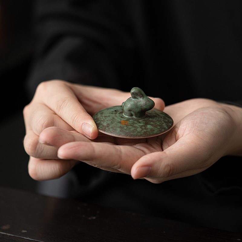 Ấm thỏ giàu cổ điển, ấm trà gia dụng, ấm trà gia dụng, ấm đơn tráng men bằng đồng, ấm trà Kung Fu