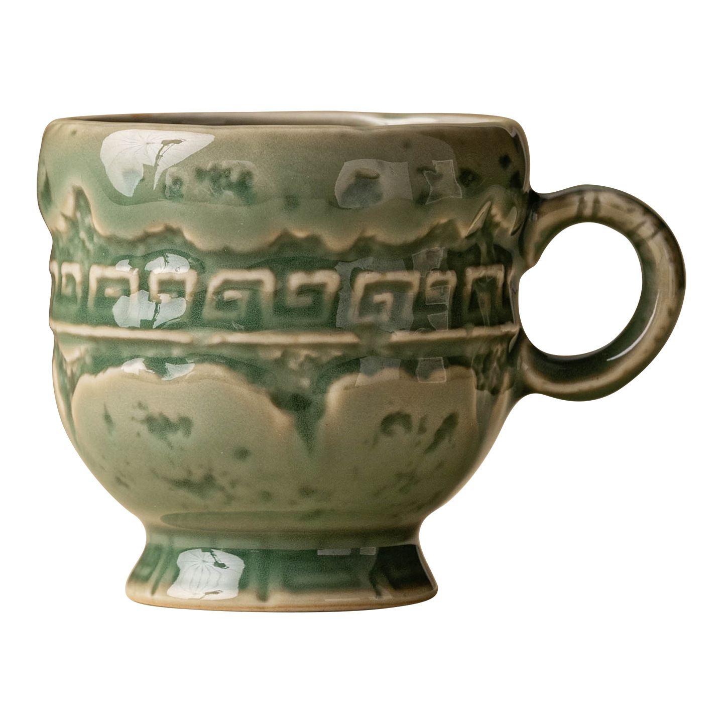 Nhà máy Yue Kiln Bộ trà men ngọc Chén trà chân cao Qingyun Cốc trà gốm sứ Cốc chủ cổ Cốc trà