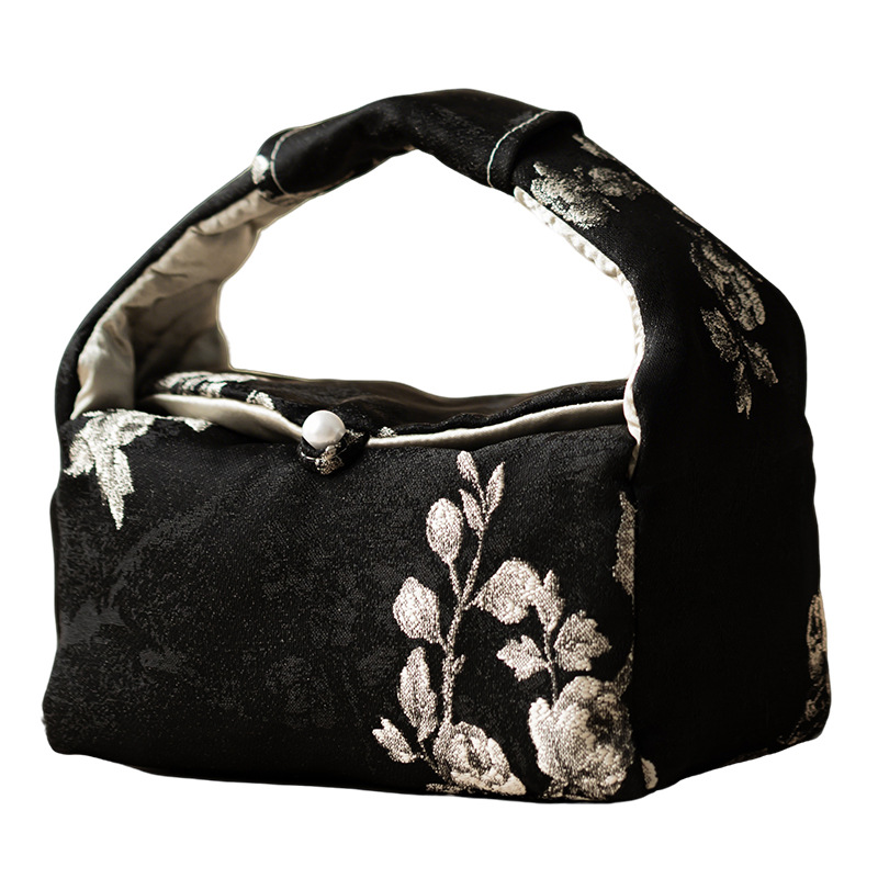 Túi đựng trà thêu hoa mận thổ cẩm túi đựng trà xe cắm trại ngoài trời túi đựng ấm trà cốc trà túi chống va đập