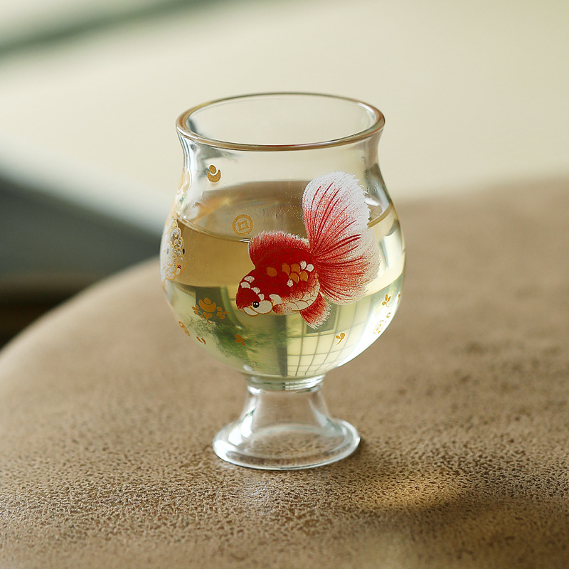 Ly thủy tinh nhỏ trong suốt cao cấp, chất liệu thủy tinh borosilicat cao, có đế cao, ly chính dùng để nếm trà xanh, ly đơn.