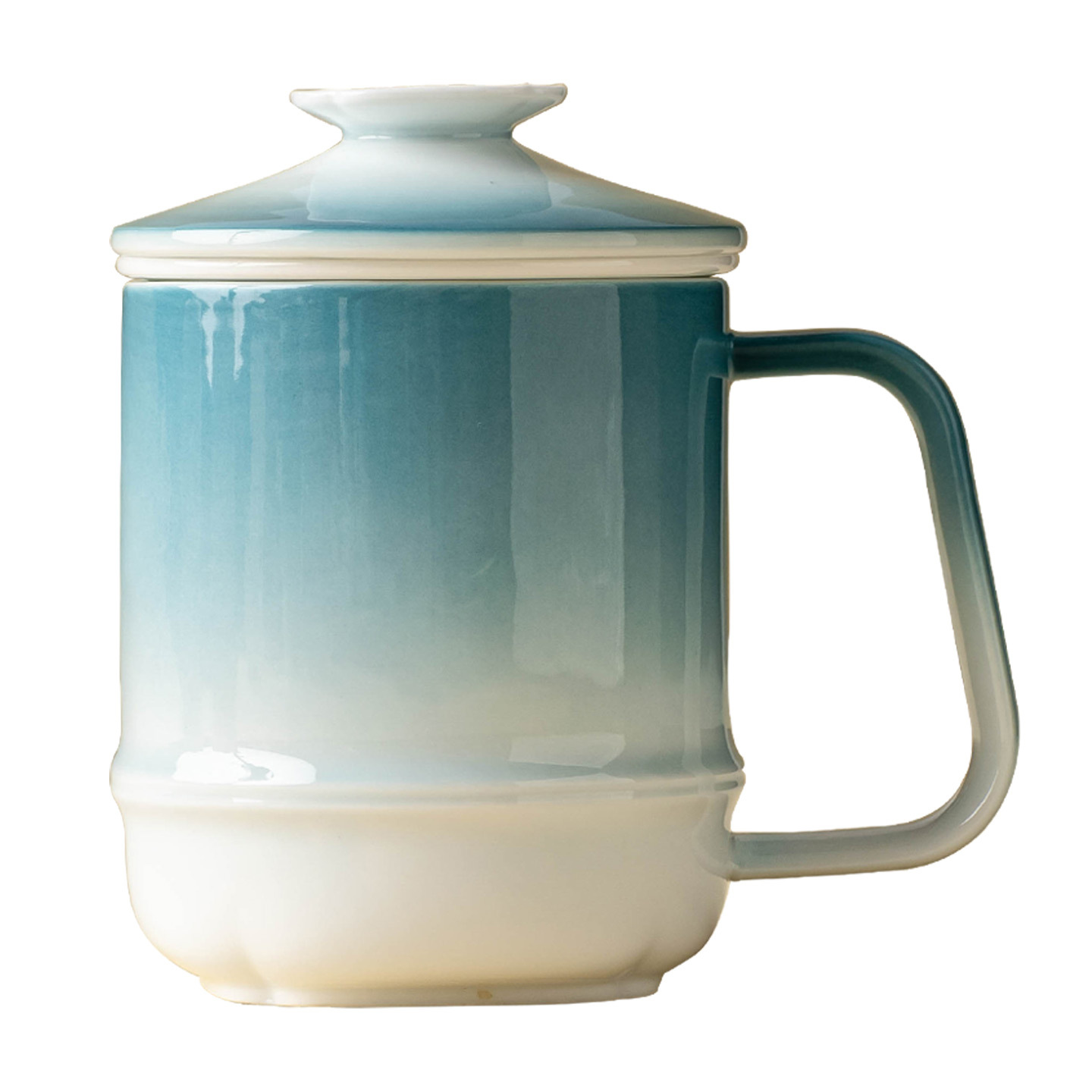 Cốc pha trà gốm sứ mùa thu gradient cốc tách trà chuyên dụng văn phòng cao cấp có nắp làm quà tặng bộ trà