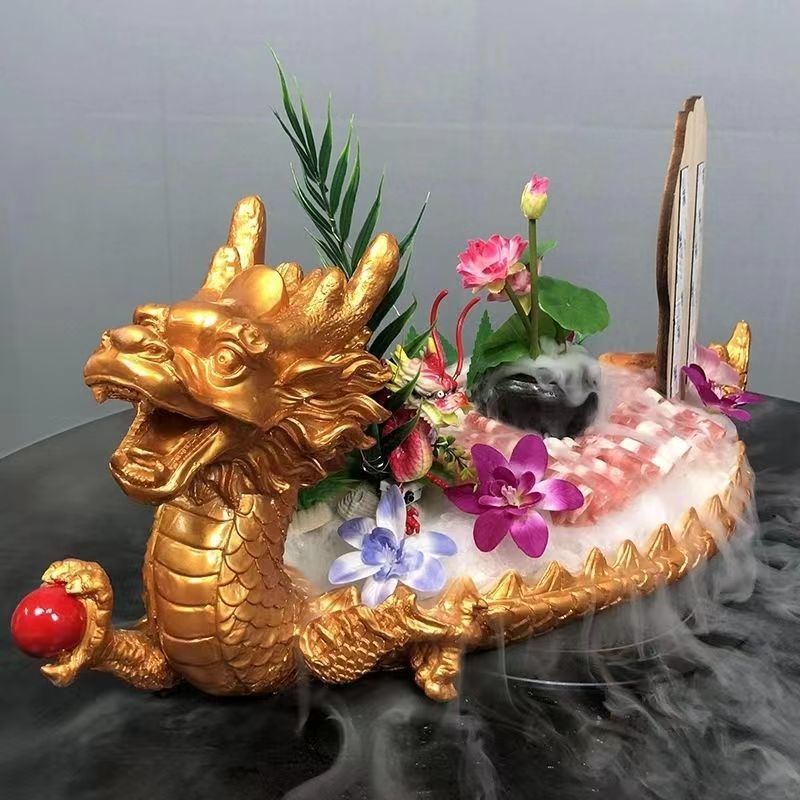 Thuyền rồng Thuyền Nhà hàng Lẩu Cực lớn Đặc biệt Đá khô Quan niệm nghệ thuật Thịt bò Hình dạng đĩa đặc biệt Bộ đồ ăn sáng tạo bằng nhựa thương mại