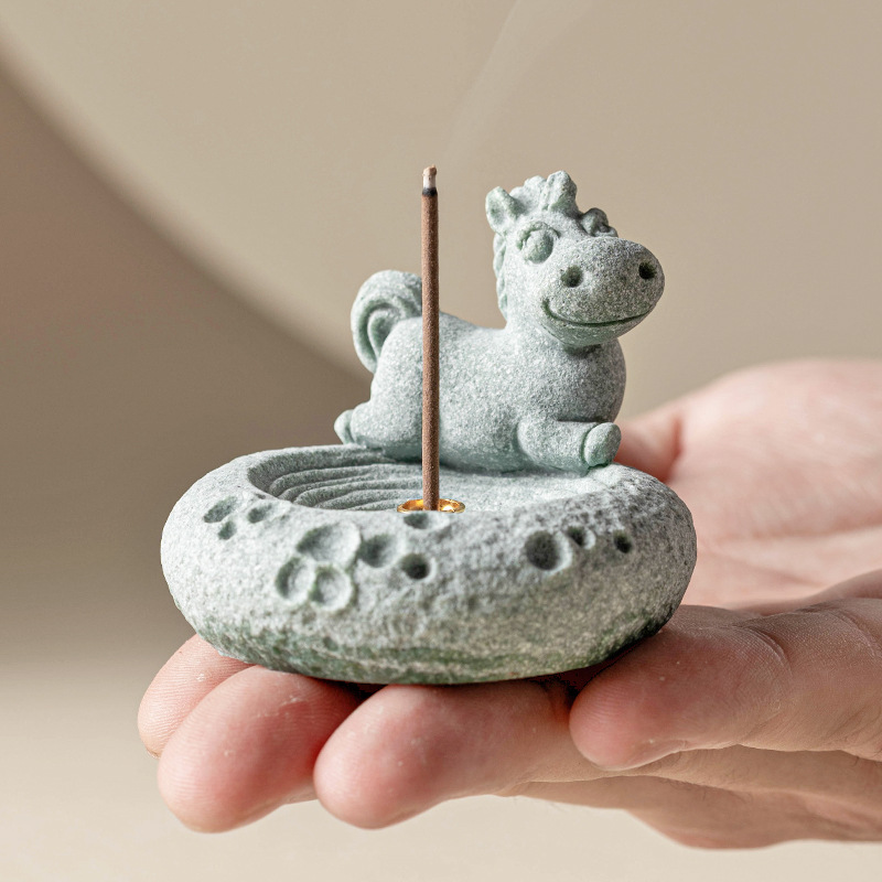 Lư hương hình con ngựa cung hoàng đạo Trung Hoa, đồ trang trí bàn trà sáng tạo, vật trang trí nhà cửa, thanh lịch, lễ trà, trang trí năm mới